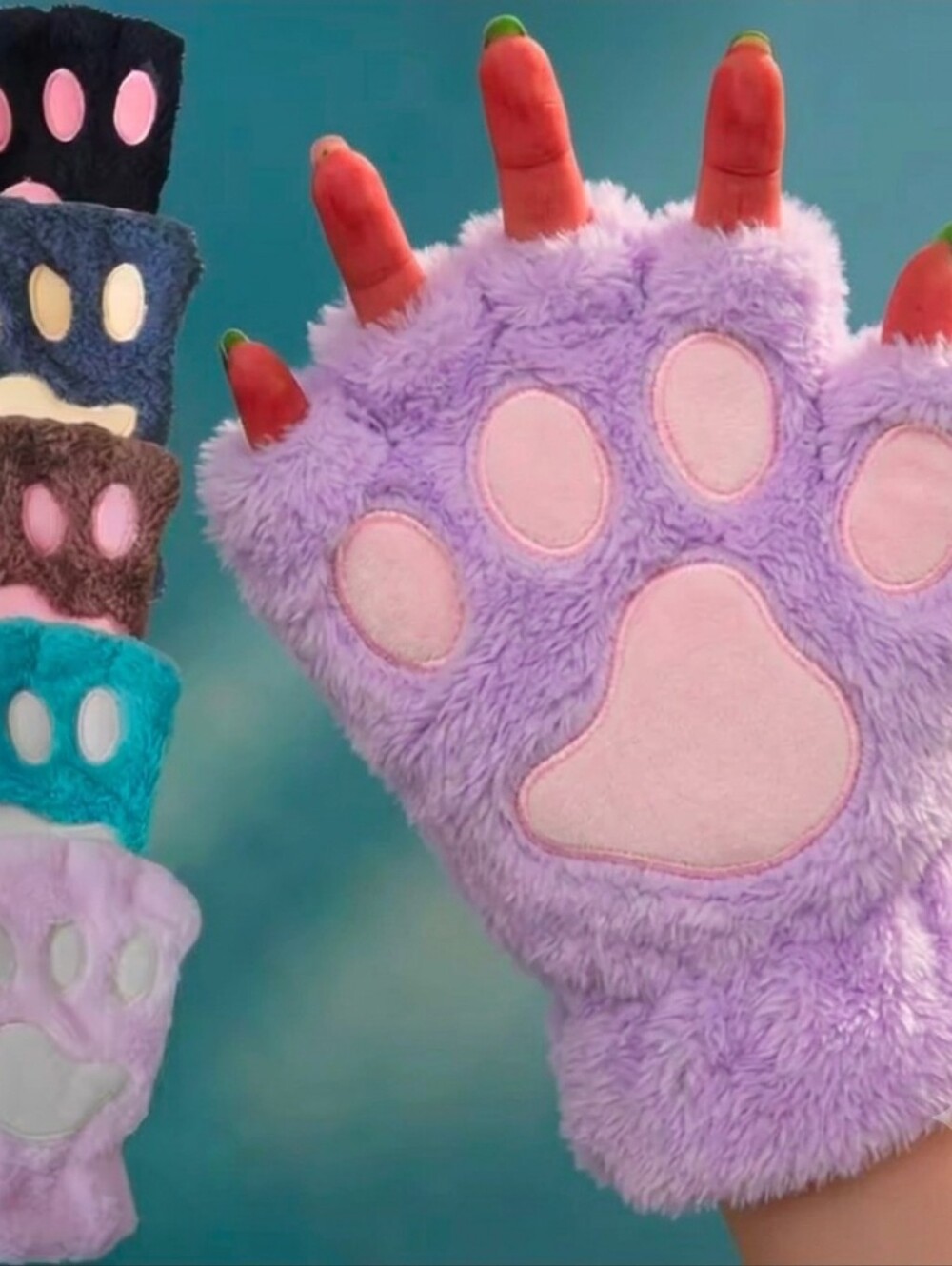 Brand New Lavender Fuzzy Cat Paw Mittens • Kawaii Plush Cosplay Gloves 🐾💜